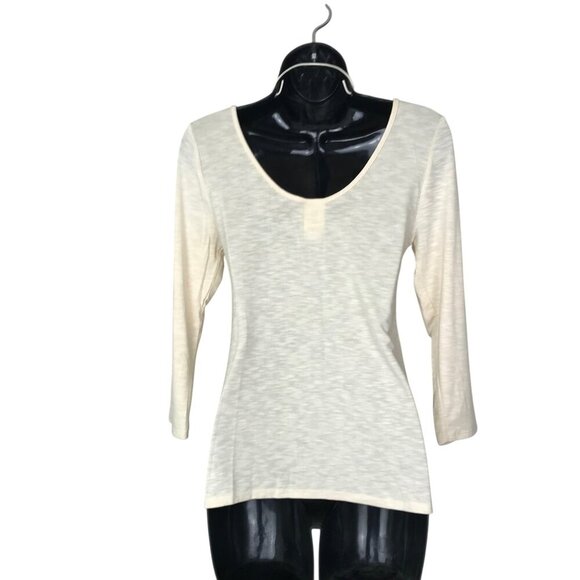 Anthropologie Dolan Cream 3/4 Sleeve Low Back Very Soft Top Size S - Picture 5 of 7